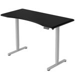 FORTIA Sit To Stand Up Standing Desk, 150x68cm, 72-118cm Electric Height Adjustable, Curved Edge, 50kg Rated, Black/Silver Frame