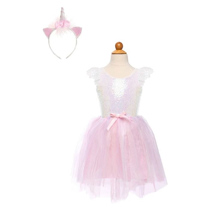 2pc Great Pretenders Sz 5-6 Dreamy Unicorn Dress Costume/Headband Kids 5y+