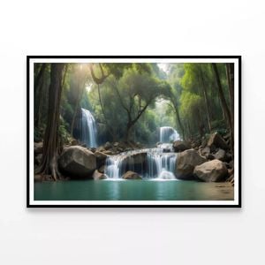Waterfall in a Forest   Print 100% Australian Made 120x90cm  (Poster)