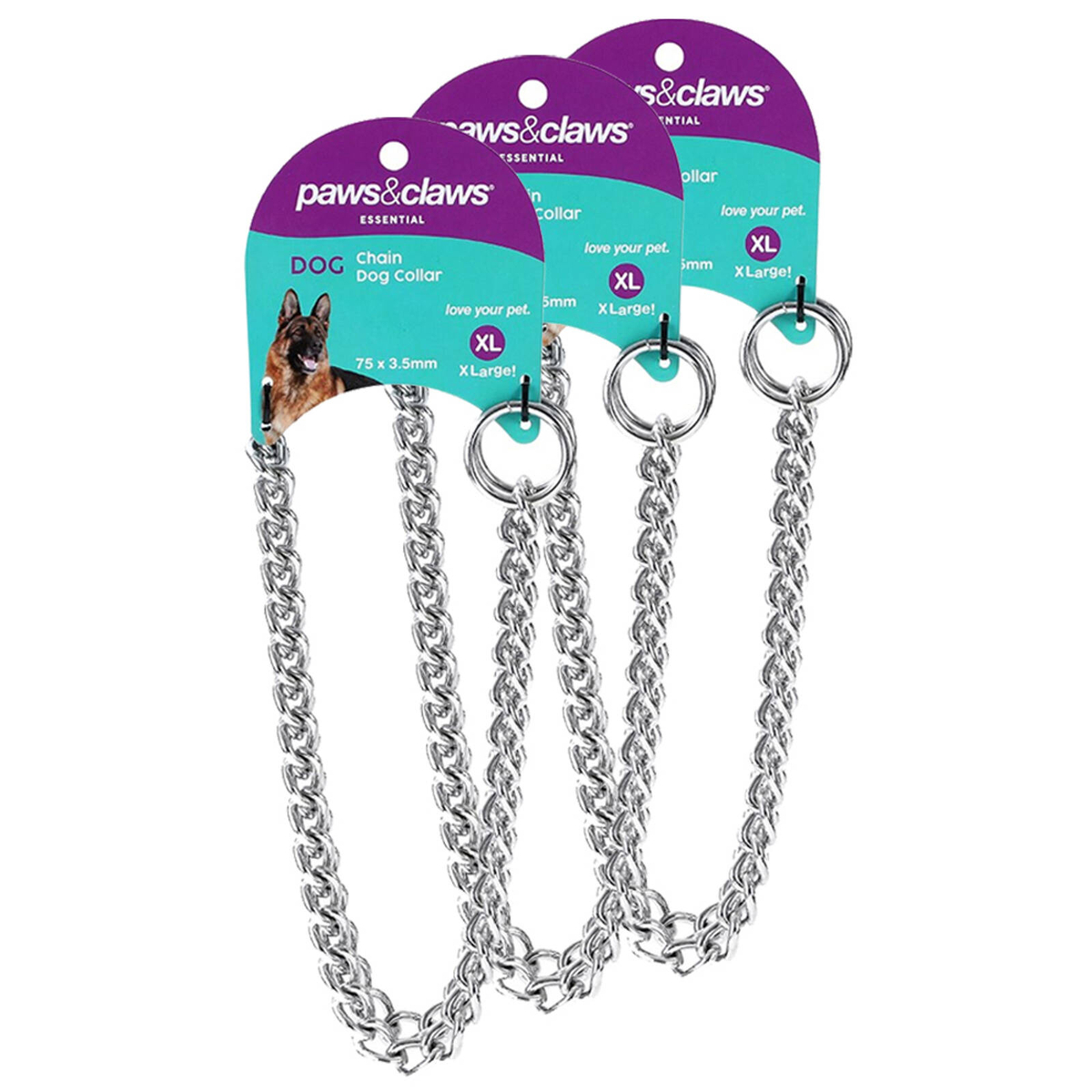 3PK Paws & Claws 75cm Chain Dog Collar XL - Bunnings Australia