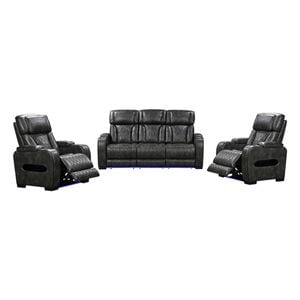 3R+1R+1R Electric Recliner LED Air Leather Dark Grey