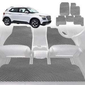 6D Diamond Car Floor Mats for Hyundai Venue 2019-Current-Full Set-Grey-Outback GT