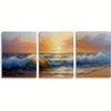 3pcs Sunset Ocean Beach Scenes Print 100% Australian Made 3 x 40x60cm (Metal Print)