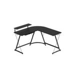 Black L-Shaped Gaming Desk with Monitor Stand