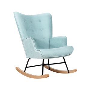 Oikiture Rocking Chair Nursing Armchair Linen Blue