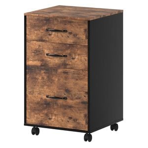 Levede Mobile Filing Cabinet With Wheels 3 Drawers Walnut