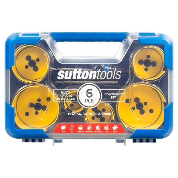 Sutton Tools 41-92mm 6 Piece Multi-Purpose Downlight Holesaw Set