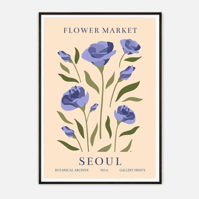 Galrie Seoul Flower Market Botanical Archive No.4 Art Print Elegant Floral Decor, Black Frame, A3 30 x 42cm (12 x 16inch)
