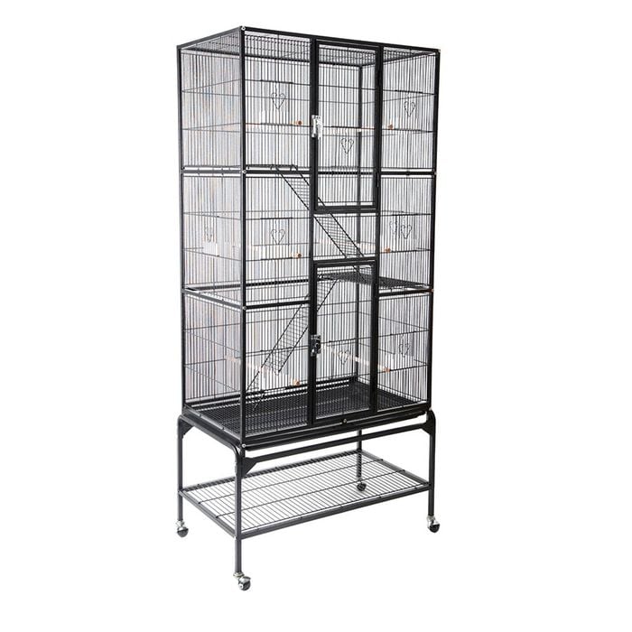 Rolling Large Bird Cage Cockatiel Parrot W/detachable Stand Ladder Storage Perch