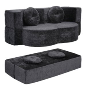 Artiss Convertible Compressed Sofa Bed 2 In 1 Comfort Curved  Sleeper Couch Grey