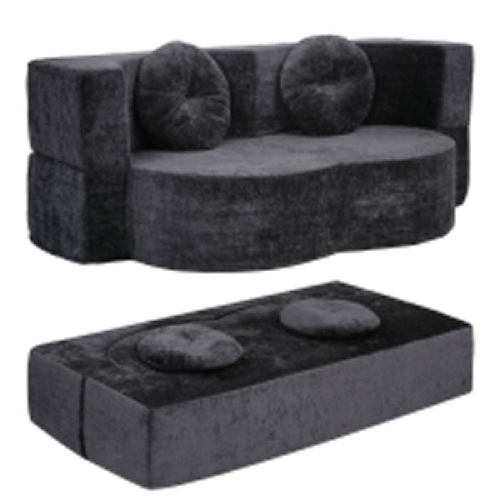 Artiss Convertible Compressed Sofa Bed 2 In 1 Comfort Curved  Sleeper Couch Grey