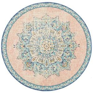 The Rug Connection Pathway 706 Pink 240x240cm - Large Round Transitional Pet Friendly Indoor Rug