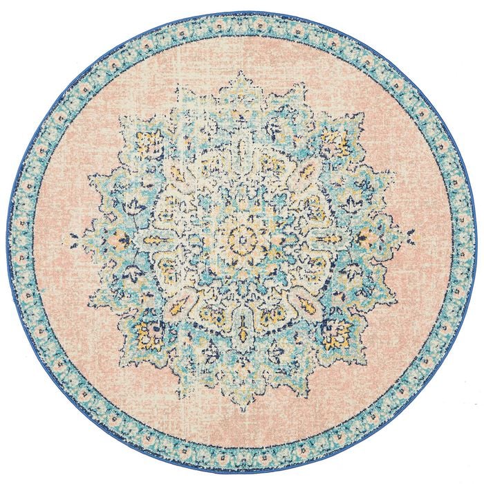 The Rug Connection Pathway 706 Pink 240x240cm - Large Round Transitional Pet Friendly Indoor Rug