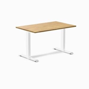 Desky Fixed Height Light Oak Rubberwood Desk 120x75cm White Leg