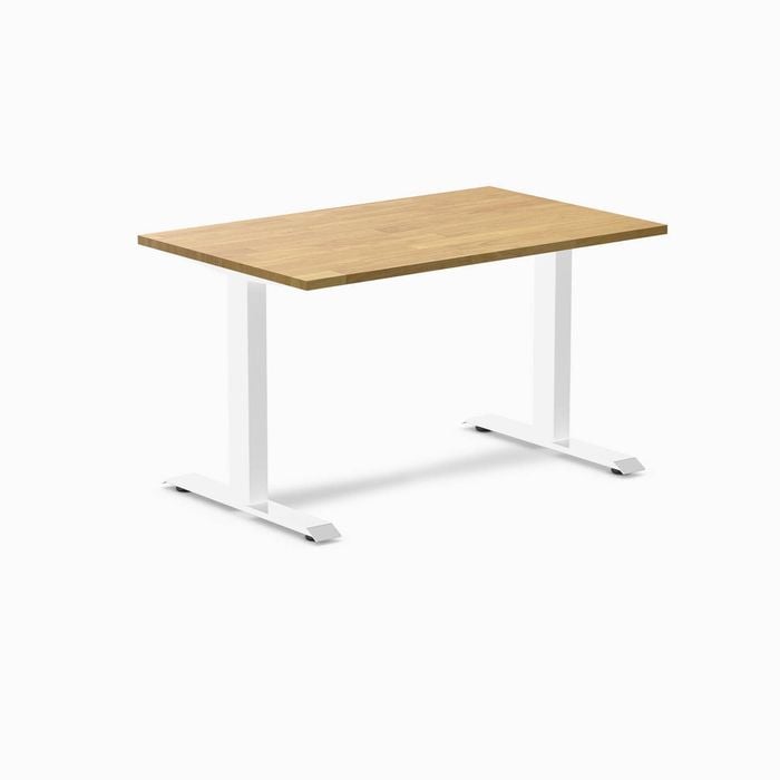 Desky Fixed Height Light Oak Rubberwood Desk 1200x750mm White Leg