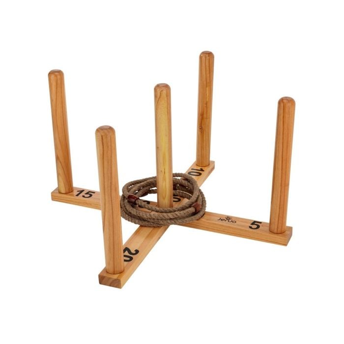 Mega Quoits Wooden Rope Ring Toss Outdoor Game Set 100cm Wide Including 4 Rings