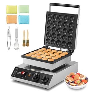 VEVOR Mini Dutch Pancake Maker 25PCS 43mm Diameter 1700W Non-stick Stainless Steel for Kitchen