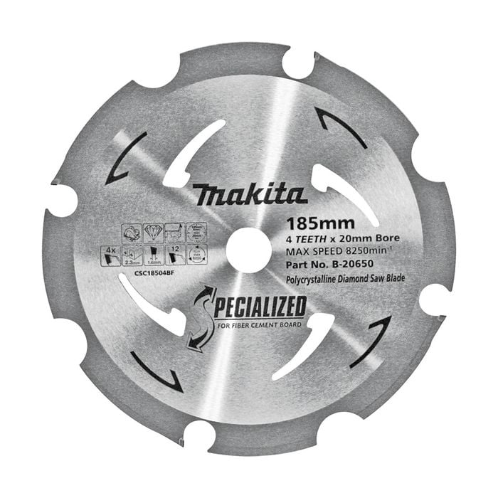 Makita 185mm 4T PCD Fibre Cement Circ Saw Blade B-20650