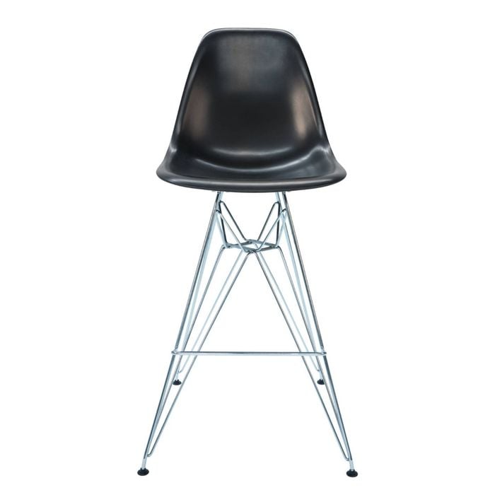Sk Designer Living | Replica Eames Dsr Stool | Plastic & Chrome - Black