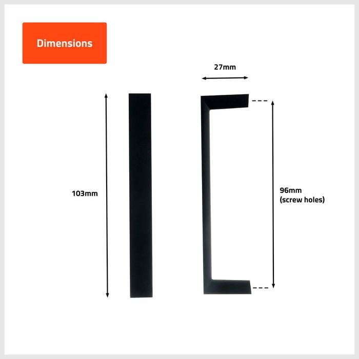 Taskmaster 96mm Matte Black 1/2 Round Handle - 10 Pack