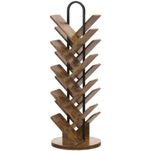 Ufurniture 16-tier Rotating Bookshelf Double-sided Tree Bookcase Display Shelf Floor Standing Storage Organizer Rustic Brown