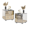 Advwin Bedside Table Set of 2 Mirrored Nightstand 2 Drawers Bedroom Storage Cabinet