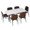 Oikiture 7PCS  Dining Set 120cm Rectangle Dining Table with Dining Chairs PU Walnut
