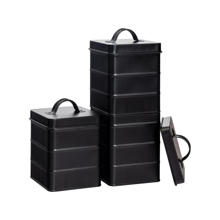 Harbour Housewares Vintage Metal Storage Canisters - 2L - Pack of 3