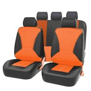 Catzon Full Set Leather Car Seat Covers Fit For Most Sedans Suvs Pickup Trucks-orange