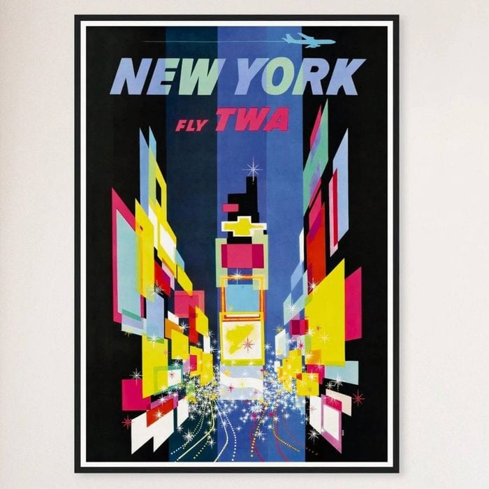 Galrie New York Vintage Travel Poster: A Timeless Tribute to NYC's Iconic Landmarks Décor, Black Frame, 50 x 70cm (20 x 28inch)