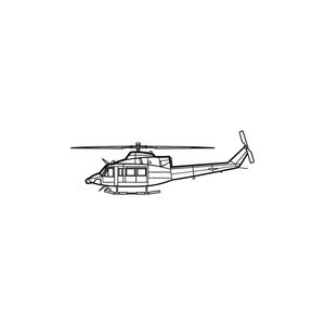 Ignite Laser Bell 412EP - Twin-Engine Utility Helicopter Silhouette Metal Wall Art Coated Black 15.7 inch - 40 cm