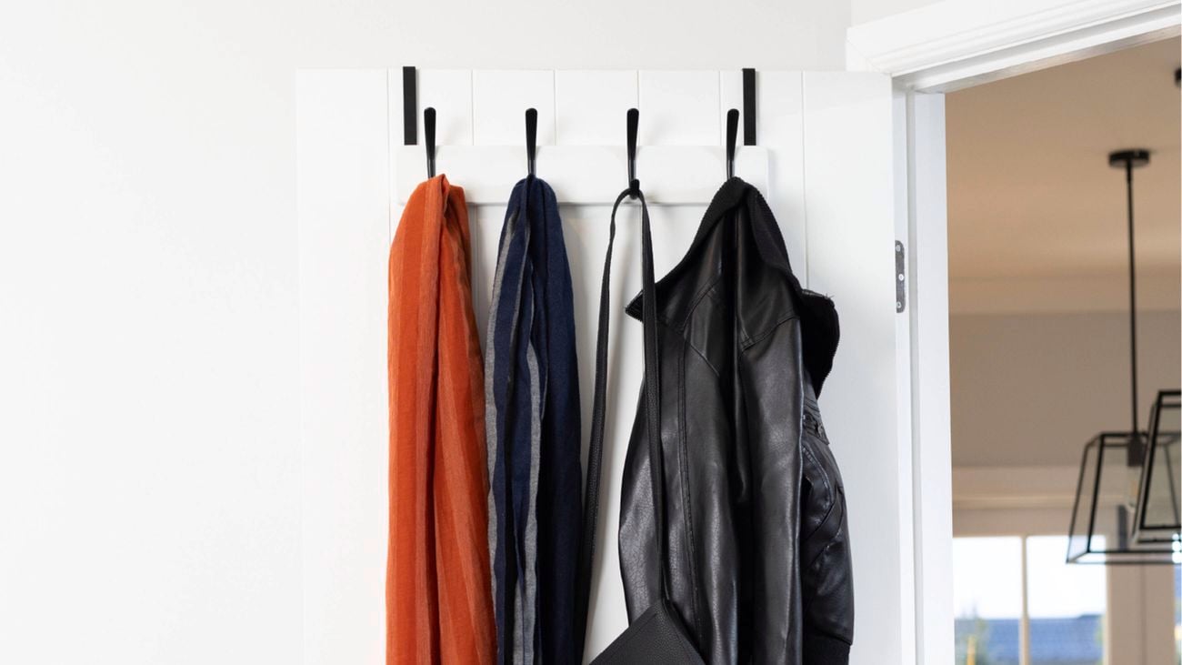 Make the most of door space for storage using back-of-door hooks
