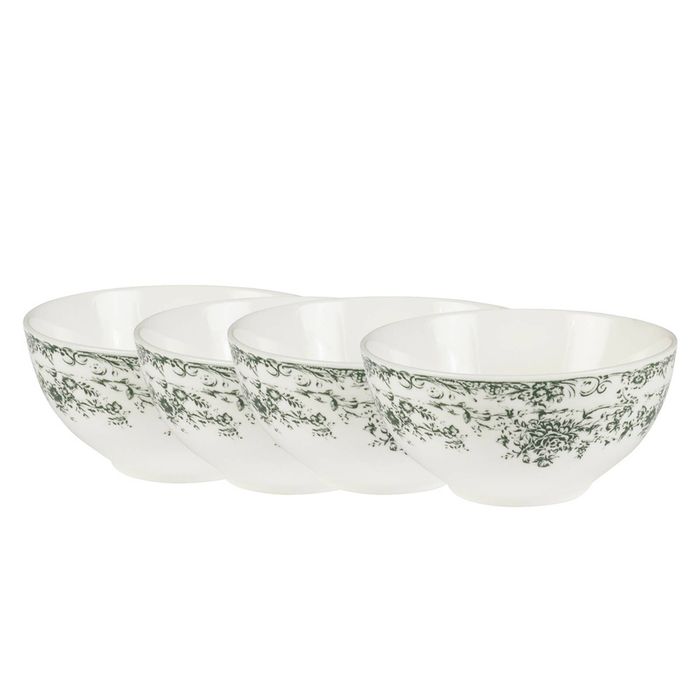 4x Casa Domani Rosetta Coupe Bowl Antique Green Porcelain Microwave Safe 12x6cm