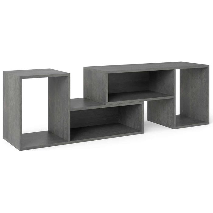 Costway 60"Modular TV Stand Entertainment Unit 2 Bookshelf Grey