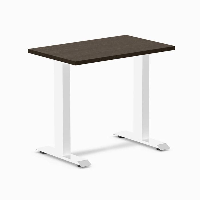 Desky Fixed Height Mini Dark Bamboo Desk 800x500mm White Frame