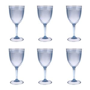 6PK Pizzazz Stylish Ripple Design Acrylic Wine Glass Drinking Cup 400ml Blue