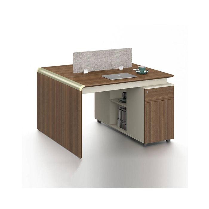 Modern Furniture ANDERSON 2 People Back to Back Workstation 120cm Hazelnut&Beige