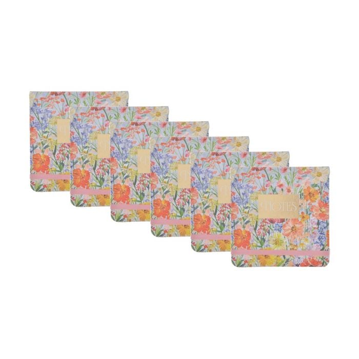 6pk Gibson Gifts Saffron Mini Jotter Stationery Notebook Floral Theme