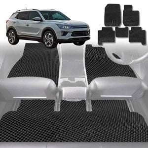 6D Diamond Car Floor Mats for SsangYong Korando 2019-Current-Full Set-Black-Outback GT