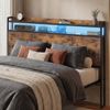 Advwin Queen Size Storage Headboard with LED Light Charging Station Height Adjustable Rustic Brown