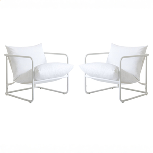 Zinus 2-Piece Package Set – Outdoor Stainless Steel Water-Resistant Chairs – White
