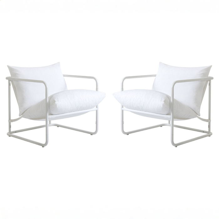 Zinus 2-Piece Package Set – Outdoor Stainless Steel Water-Resistant Chairs – White