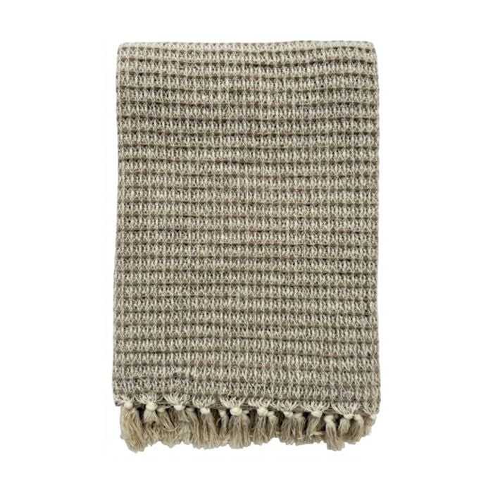 Cdsi Loom Waffle Throw Recycled Cotton Beige And Natural 130x180cm