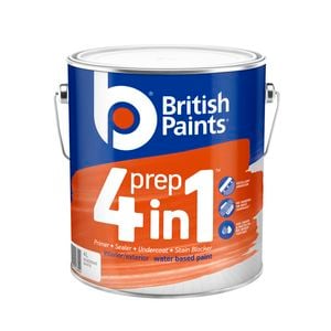 British Paints 4L White Water Based 4 In 1 Prep Primer Sealer Undercoat
