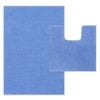 LINENOVA 2 Pcs Bathroom Mat + Toilet Root Mat Set - Blue Suede