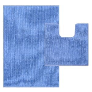 LINENOVA 2 Pcs Bathroom Mat + Toilet Root Mat Set - Blue Suede