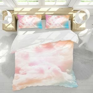 3D Sky Pink Cloud 240 Bed Pillowcases Quilt Queen Size