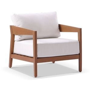 Bronte 1 Seater Outdoor Teak Look Aluminium Lounge & Sunbrella Canvas Cushions