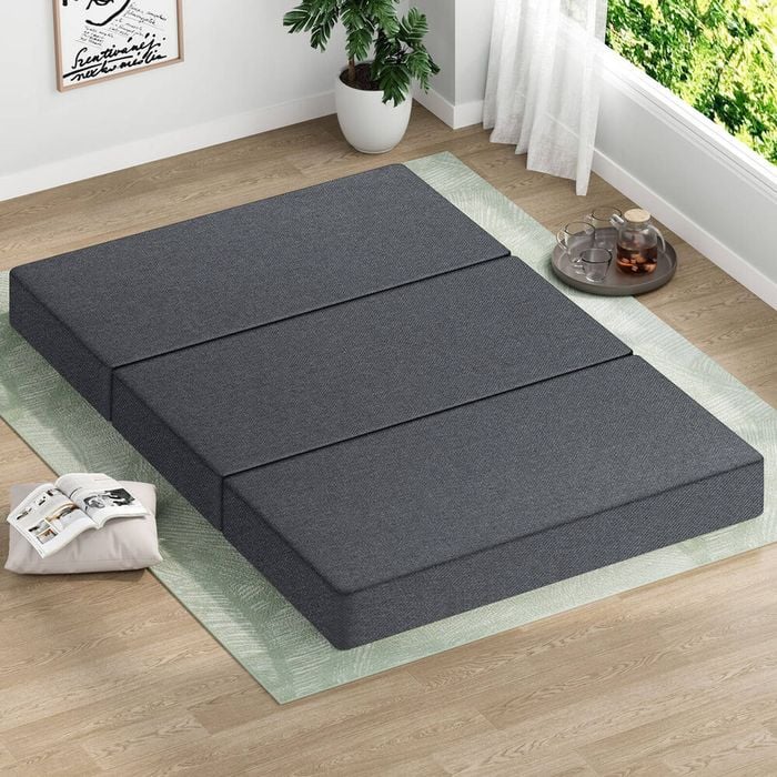 STARRY EUCALYPT Folding Mattress 3-Fold Foldable Foam Double Linen Grey