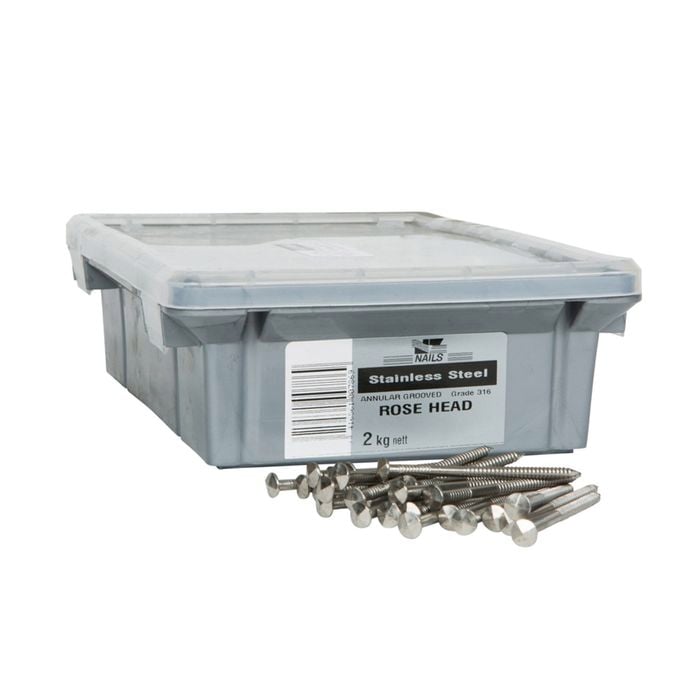 NZ Nails 60 x 3.15mm 316 Stainless Steel Rose Head Nail - 2kg Box